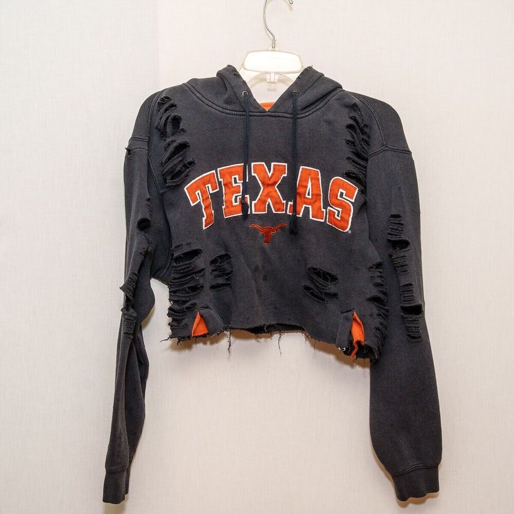 Furst of a Kind Texas vintage cropped hoodie distressed thrashed one size